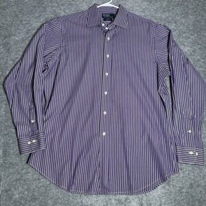 Polo Ralph Lauren Shirt Men 16.5  34/35 Curham Classic Fit Purple Stripe Dress